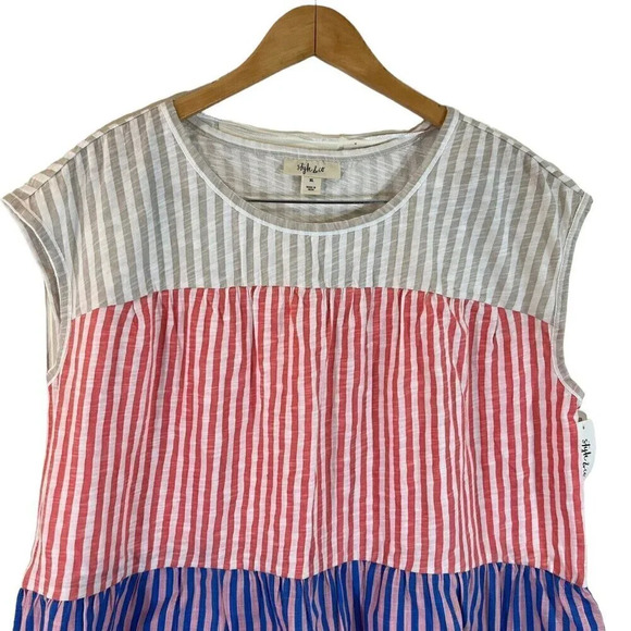 Style & Co. Blouse XL NWT $44.50 Multicolor Striped Pattern Babydoll Swing Fit - Picture 3 of 7